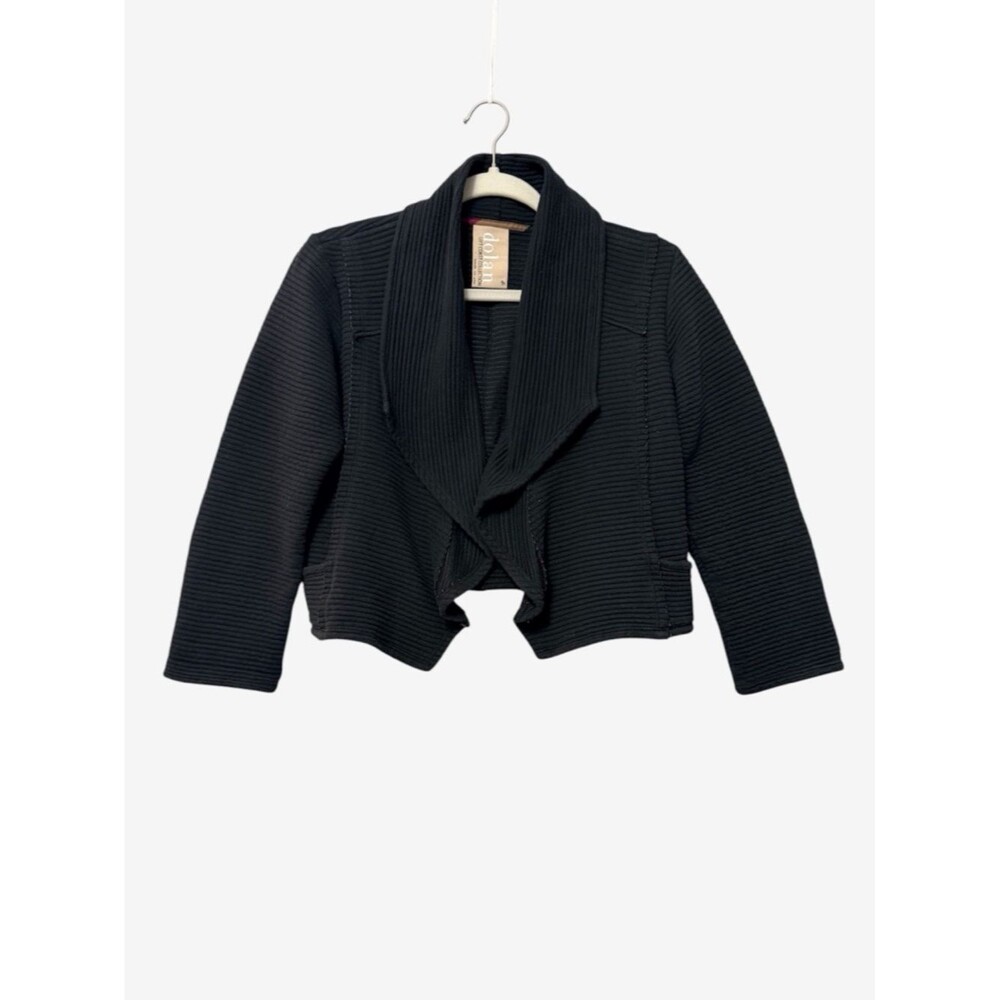Dolan Anthropologie Ribbed Cropped Cardigan Shrug Size Medium Fold Over Collar